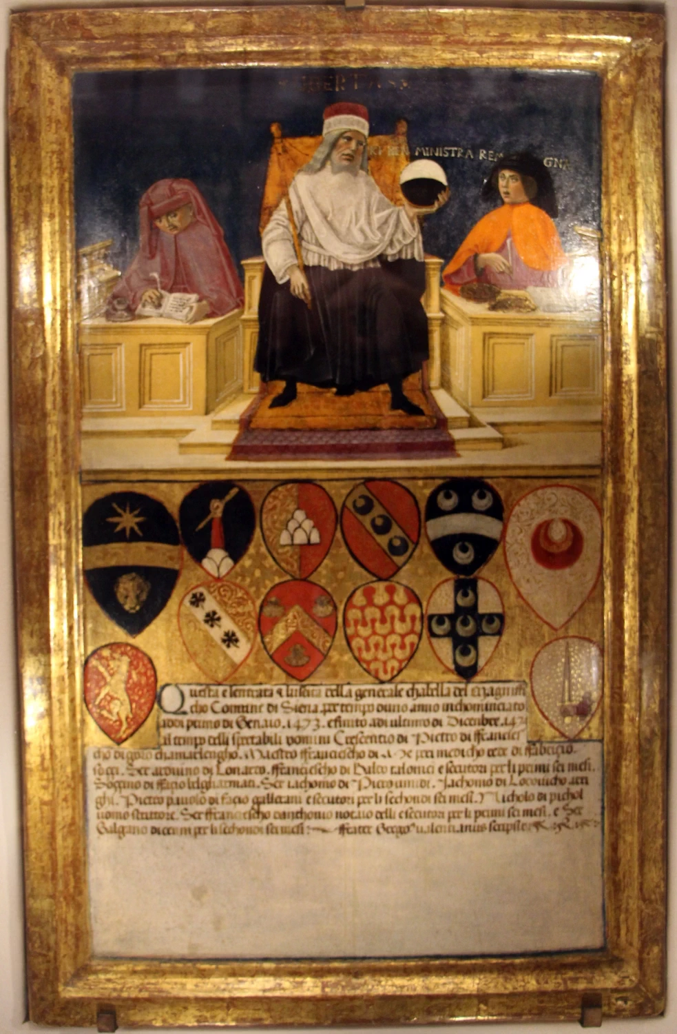 Il buon governo nell'ufficio della gabella - Siena, archivio di Stato, Museo delle tavolette di Biccherna